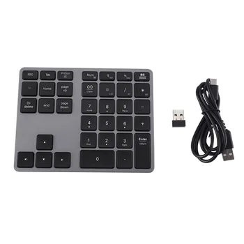 Беспроводная цифровая клавиатура Bluetooth 5.0, 35 клавиш, цифровая клавиатура для ПК с Windows Android, планшета, ноутбука, темно-серая