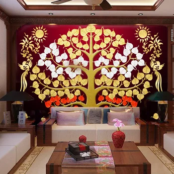 Пользовательские обои Юго-Восточная Азия тайский стиль благоприятное дерево гостиная диван телевизор фон обои домашний декор фреска behang