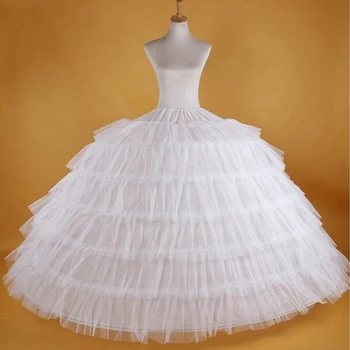 Горячая распродажа, 6 обручей, Большая белая нижняя юбка, Супер Пушистый кринолин, нижняя юбка-слип для свадебного платья, свадебное платье