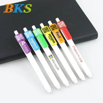 Рекламная ручка с логотипом, белая полоса, двумерный код, нейтральная ручка, милая мультяшная маленькая ручка для подписи свежего цвета, оптовая продажа