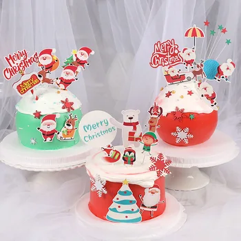 С Рождеством, Топпер для торта, Мультяшные сани Санты, милый белый медведь, выпечка, украшения для вечеринки.