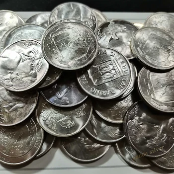Экология Сан-Марино, серебряная монета в 500 лир, 1971-1979 случайный год, оригинальная серебряная монета 0,835 для коллекции