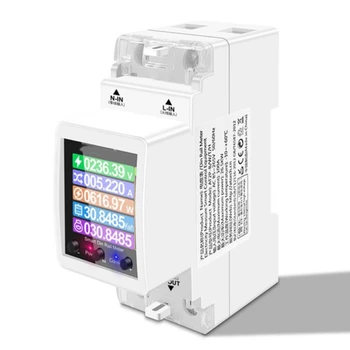 Счетчик энергии на Din-рейке AT2PW 100A Tuya WIFI Smart Switch с дистанционным управлением AC 220 В, цифровой измеритель частотного коэффициента Вольт-кВтч