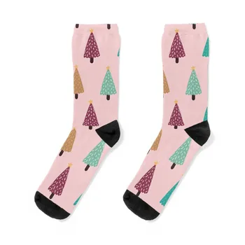 Милые розовые носки с рисунком рождественской елки носки для тенниса гольфа Мужские женские