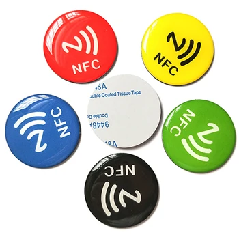 10 шт./лот 13,56 МГц Многоцветная Наклейка NFC 216 с Перезаписываемым RFID-токеном Эпоксидная карта, Водонепроницаемая, Может использоваться для обмена в социальных сетях и т. Д