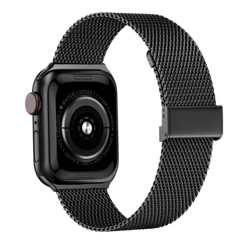 Миланский ремешок для Apple watch band 44мм 40мм 45мм 41мм iWatch Металлический браслет из нержавеющей стали Apple Watch series 4 3 5 SE 6 7