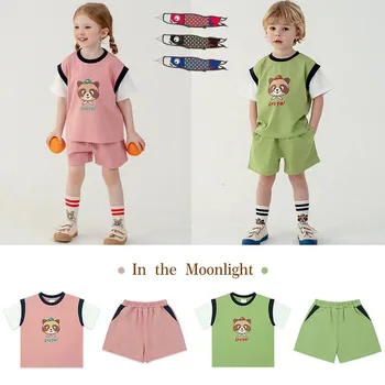 23 Летний детский повседневный комплект из двух предметов для мальчиков и девочек, футболка с коротким рукавом, шорты, комплект