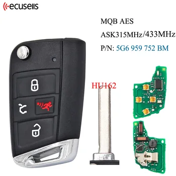 PN: 5G6 959 752 BM 3 + 1 Кнопка ASK315/433 МГц Смарт-Ключ Для VW 2015-2019 Golf GTI/MQB AES/HU162 С Углублением