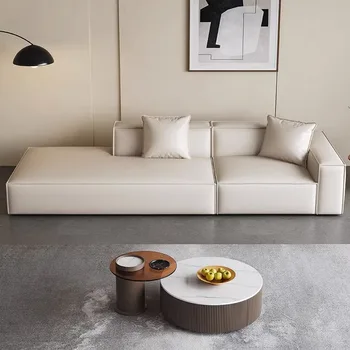 1-129 диван в итальянском стиле минималистичный современный простой первый слой из воловьей кожи гостиная небольшая квартира прямой ряд для трех человек