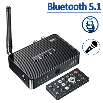 Приемник NFC Bluetooth BT 5.1 Стерео AUX 3.5 мм Разъем RCA Беспроводной Музыкальный Аудиоадаптер 6.5 мм Micrphone Sing Для Усилителя Динамика