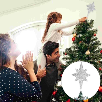 Верхушка рождественской елки, блестящая металлическая восьмиконечная звезда, верхушка Рождественской звезды, украшения для Рождественской елки