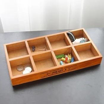 Винтажный деревянный рабочий стол с многофункциональным ящиком для хранения, восемью отделениями для сортировки мусора и ящиком для хранения
