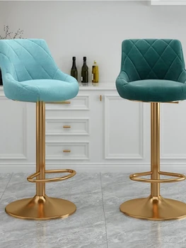 Европейские барные стулья с золотым подъемником, минималистичный современный железный высокий табурет, барный стул, кухонная мебель, спинка для отдыха, Домашний барный стул
