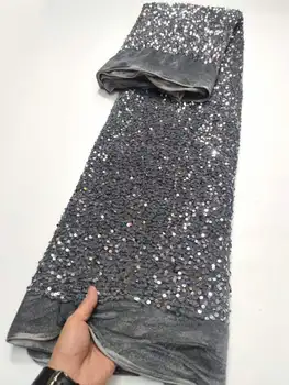 Роскошная Африканская кружевная ткань с блестками 3D gery 2023, вышитая высококачественным нигерийским бархатом, французским тюлем, кружевной тканью, кружевом YYZ792