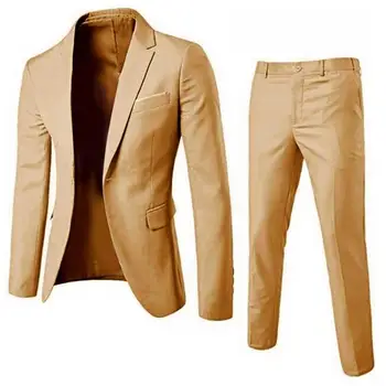1 комплект мужского костюма, изысканная повседневная одежда, однотонные брюки-блейзер с карманами, мужские брюки-блейзер, мужская одежда