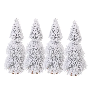 Настольные миниатюрные Рождественские елки Сосна со снегом Праздничный декор для домашнего стола