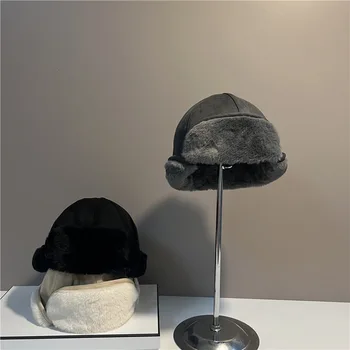 Британская плюшевая шапка из меха дыни, осенне-зимняя утолщенная холодостойкая шапка для защиты ушей, мужская Женская универсальная шляпа Арендодателя