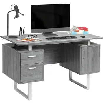 Современный Офисный стол с местом для хранения вещей, серый
