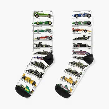 Носки Evolution of Lotus F1 Cars, забавные подарочные носки с принтом, носки на Рождество, мужские носки, женские носки