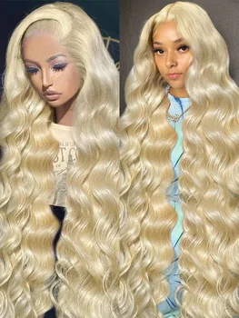 Luvin 36 дюймов 613 Медовая Блондинка Объемная Волна 13x4 Синтетические Волосы На Кружеве Человеческие Волосы Парики Бразильские Цветные 13x6 HD Прозрачные Синтетические Волосы На Кружеве Парики