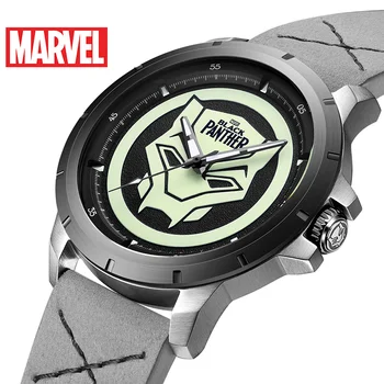 Официальные оригинальные мужские часы Marvel The Avengers ЧЕРНАЯ пантера, японские кварцевые часы, кожа, нержавеющая сталь, водонепроницаемость 50 м