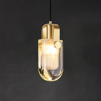Подвесной светильник из скандинавского хрусталя для кухни, современный роскошный ресторан, кафе, латунный подвесной светильник, прикроватный подвесной светильник