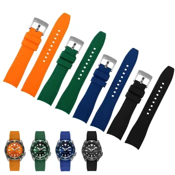 высококачественный резиновый ремешок для часов с изогнутым концом, 20 мм 22 мм браслет для omega moonswatch, ремешок для часов rolex, ремешок для часов