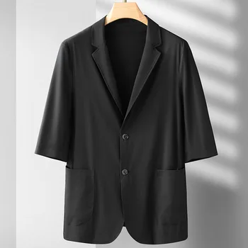 7293-T-Летний новый мужской костюм в полоску с лацканами и короткими рукавами по индивидуальному заказу, мужской костюм в полоску с короткими рукавами по индивидуальному заказу