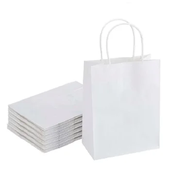 крафт белые сумки для покупок 10шт Маленькие бумажные подарочные пакеты Белые бумажные пакеты с ручками Бумажные сумки для покупок Сумки для вечеринок Re