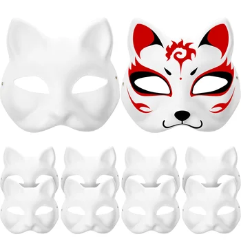 Маски для вечеринки в честь Хэллоуина, белые маски, бумажные маски, Пустая маска кошки для украшения своими руками, Пустая картина, Маскарад, Косплей, вечеринка