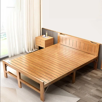 Современная бамбуковая складная кровать для спальни, жесткая доска, старомодные кровати, креативный индивидуальный дизайн, складные кровати для съемного дома