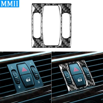 Для BMW 5 серии E60 2004-2007 Центральный инструмент из углеродного волокна, кнопка аварийного освещения, накладка, наклейка на аксессуары для интерьера автомобиля