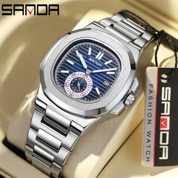 SANDA Sport Мужские часы Лучший бренд класса люкс Военные армейские водонепроницаемые мужские часы Бизнес Оригинальные кварцевые наручные часы с автоматической датой 7020