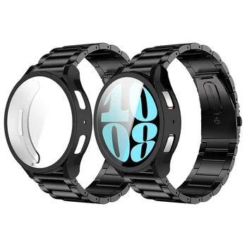 Металлический ремешок для Samsung Galaxy Watch 6 5 4 40 мм 44 мм браслет + чехол Galaxy Watch 6 40 мм 44 мм защитный чехол браслет стальной