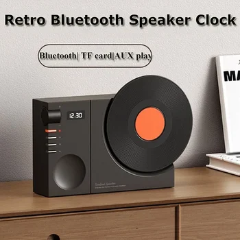 Мини Ретро Bluetooth 5.3 Динамик Беспроводной Hi-Fi Звук Саундбар Винтажная Музыкальная Шкатулка MP3 с Дисплеем Часов Поддержка TF Карты AUX Play