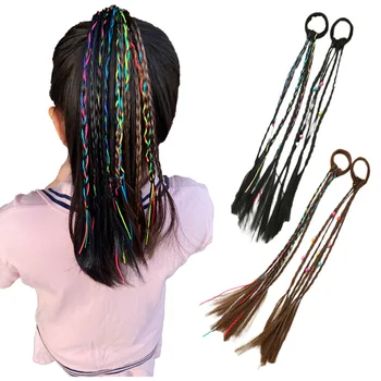 Красочный парик для новых девочек, повязка на голову из хвощевого хвоста, Резинка, Косметические ленты для волос, Головные уборы, Детские Аксессуары для волос, Украшение для волос