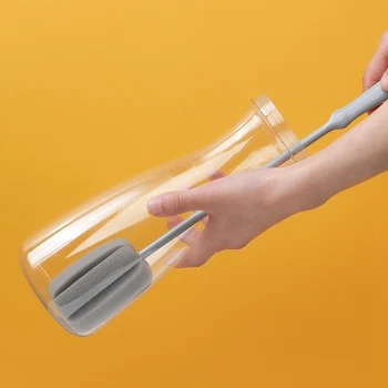 Силиконовая щетка для чистки стекла, щетка для чашек с длинной ручкой, губчатая щетка для мытья посуды для кухни