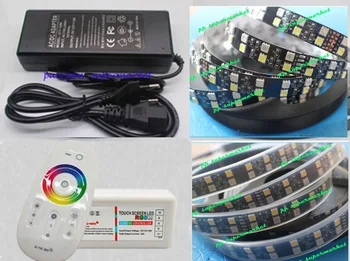 5 М 12 В SMD RGBW белый 5050 600LED Двухрядная светодиодная Лента + 2.4 Г контроллер + 8A мощность черная печатная плата