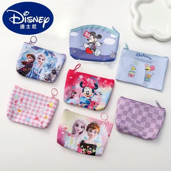 Disney Mickey Mouse Zero Wallet Мультфильм Замороженная Эльза Мини-кошелек Zero на молнии для девочек, Водонепроницаемая сумка для монет, Маленькая сумка для наушников, ключей