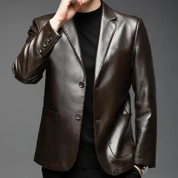 Модная мужская куртка с манжетами на пуговицах, мужская куртка с отделкой на пуговицах, стильный воротник-лацкан, мужская куртка с