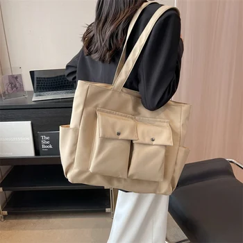 Женская сумка-тоут, холщовая сумка большой емкости, женская сумка-мессенджер, Корейская студенческая сумка в японском стиле харадзюку, большие школьные сумки на одно плечо,