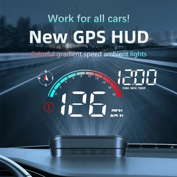 Автомобильный головной дисплей HUD Универсальный Цифровой GPS Спидометр Проекционный экран приборной панели Одометр с сигнализацией о превышении скорости для всех автомобилей