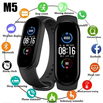 Смарт-часы M5 с цветным экраном, подсчет шагов, мультиспортивный режим, напоминание сообщений, фотография, музыка, пульт дистанционного управления, смарт-браслет
