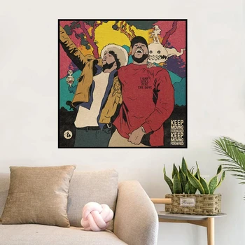 Kanye West & Kid Cudi, постером из музыкального альбома, принтами на холсте, настенной росписью для гостиной, домашним декором (без рамки)