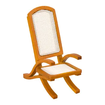 Деревянный ротанговый стул для кукольного домика 1: 12, Маленький шезлонг для пляжа, крытый балкон