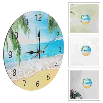 Стильные настенные часы Креативный дизайн пляжных пейзажей Настенные часы для домашнего декора (случайный стиль)