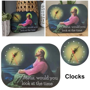 Иисус, Ты бы посмотрел на время, подарок Деревянные настенные часы современного дизайна, бесшумные настенные часы Иисуса Христа для домашнего декора спальни