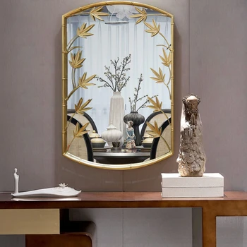 Золотое декоративное зеркало в прихожей, ресторан, Большие гобелены, украшения для стен дома, зеркало