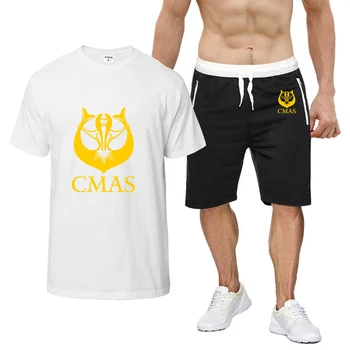 Подводное плавание CMAS Летние новейшие мужские шорты с коротким рукавом Модные повседневные уличные быстросохнущие мужские спортивные костюмы