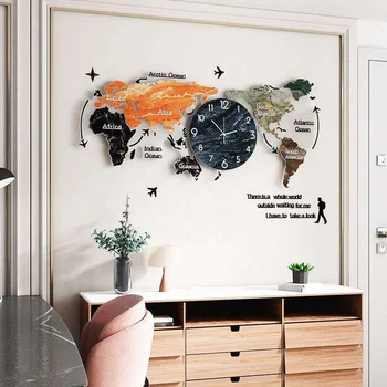 Современный креативный дизайн, акриловый декор стен, форма карты мира для гостиной, спальни, столовой, фона, настенных часов